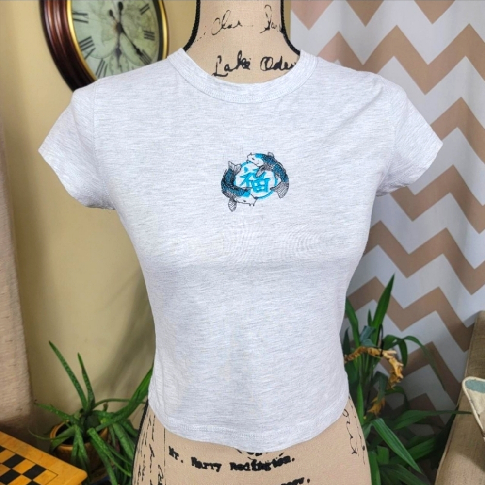Gray Kawaii Baby Tee Size Small
